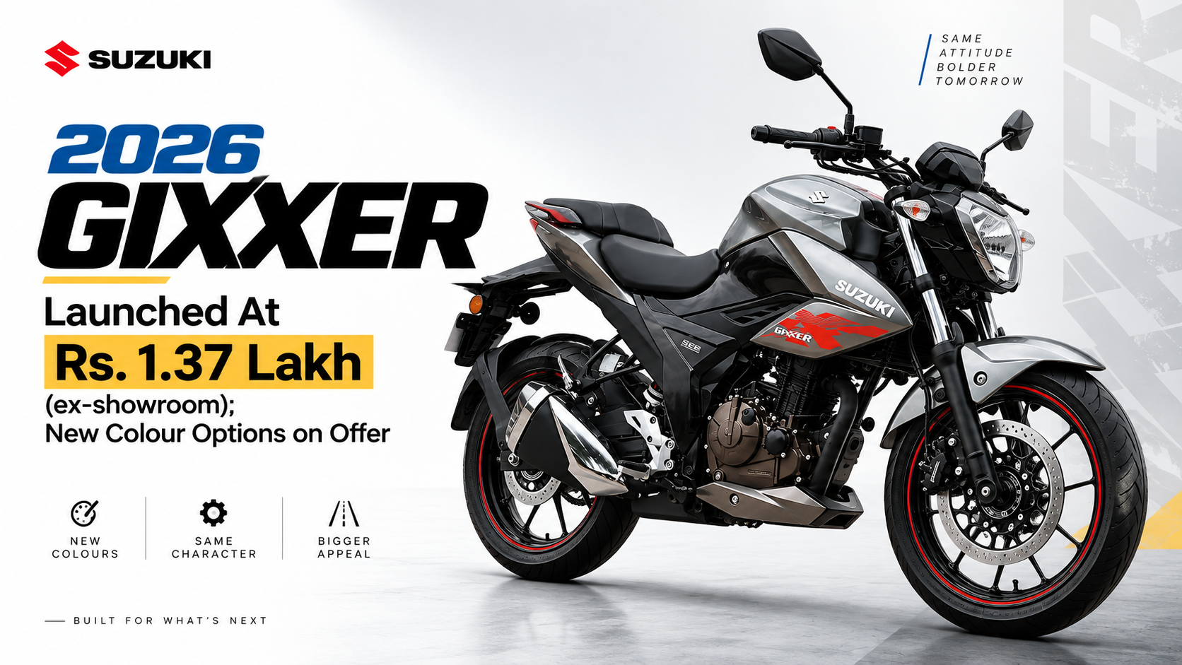 2026 Suzuki Gixxer Launched At Rs. 1.37 Lakh (ex-showroom); New Colours Options on Offer